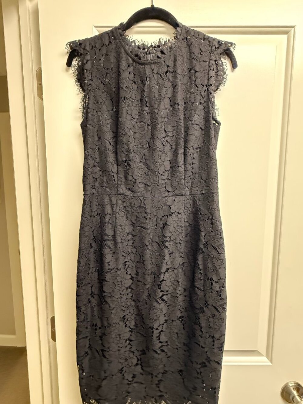 Rachel Zoe Women's Black Floral Lace Sleeveless Midi Bodycon Sheath Dress Size 6